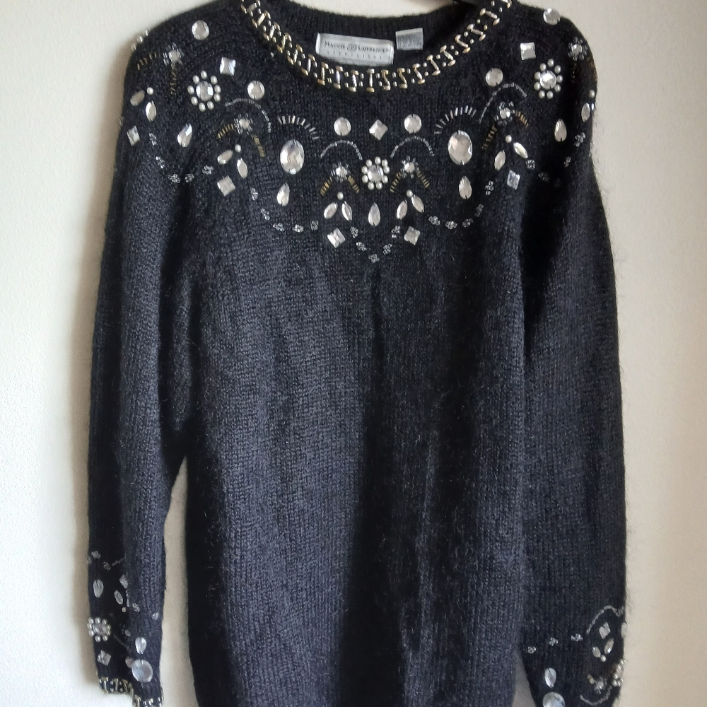 Maggie Lawrence Vtg Mohair Whimisgoth Black Sweater Size Large - Picture 2 of 13